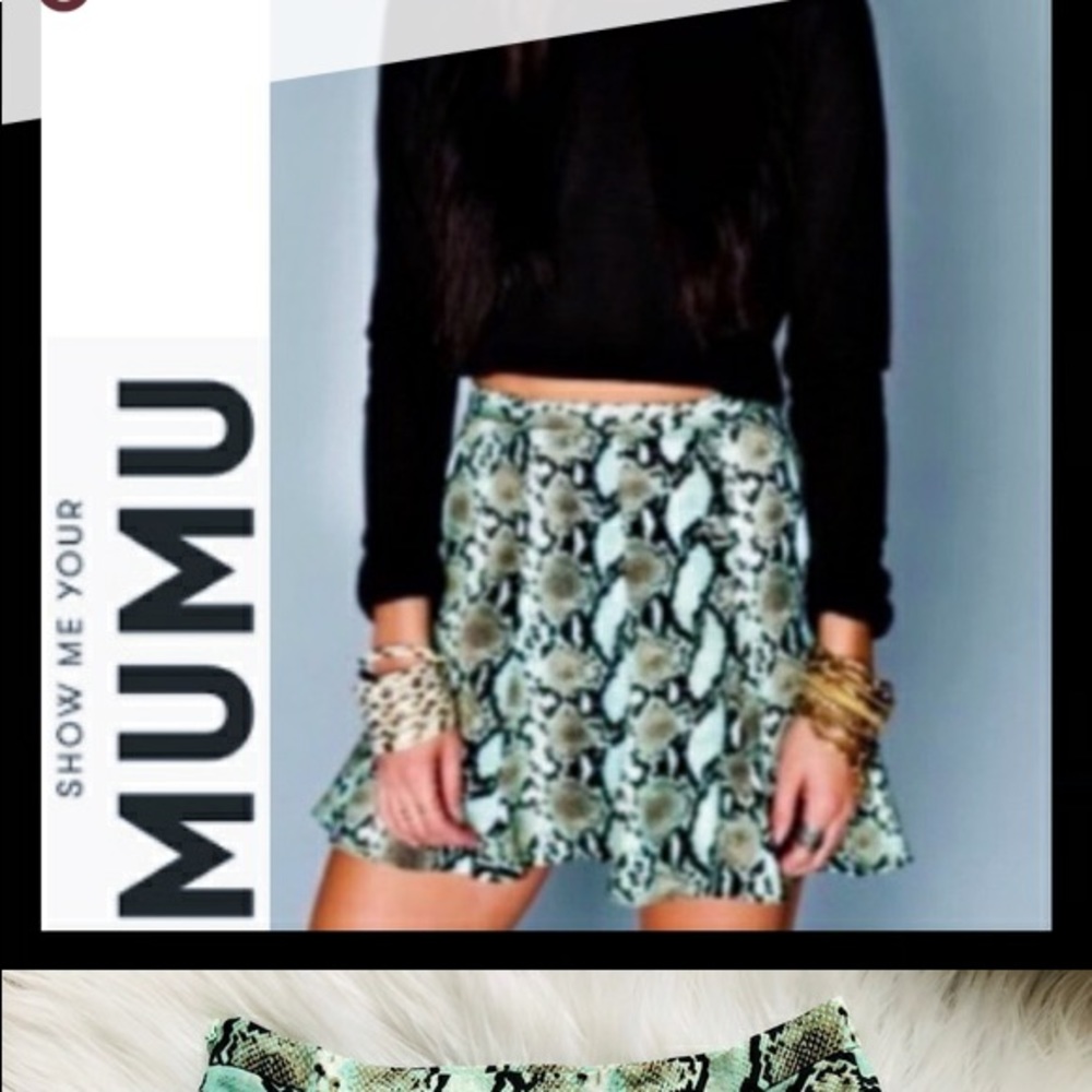 Show Me Your Mumu Green Snakeskin Skirt